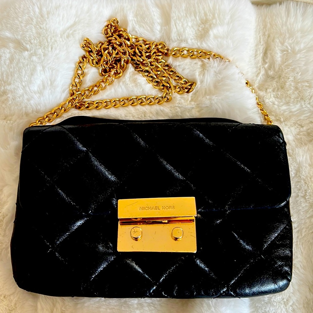 MK original leather quilted handbag with gold chain